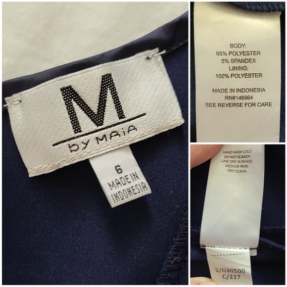 ❤️EUC M by Maia Navy Blue A-Line Sleeveless Embroidered Hem Panel Scuba Dress, 6 - Picture 11 of 13